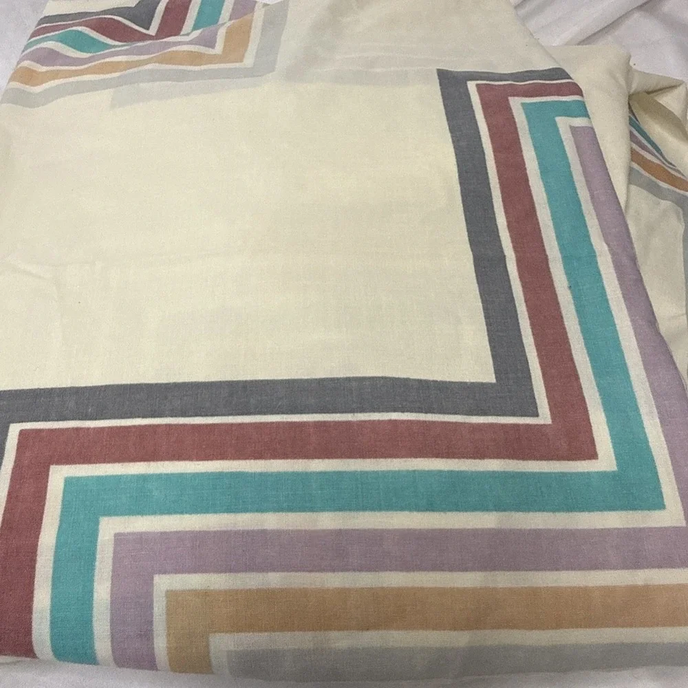 Vintage 70's Full Bed Geometric Chevron Sheet Set Lady Pepperell No Iron USA